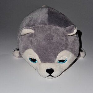 Liv Heart Gray White Husky Dog Plush Blue Eyes 4.5" Stuffed Animal Toy Squishy